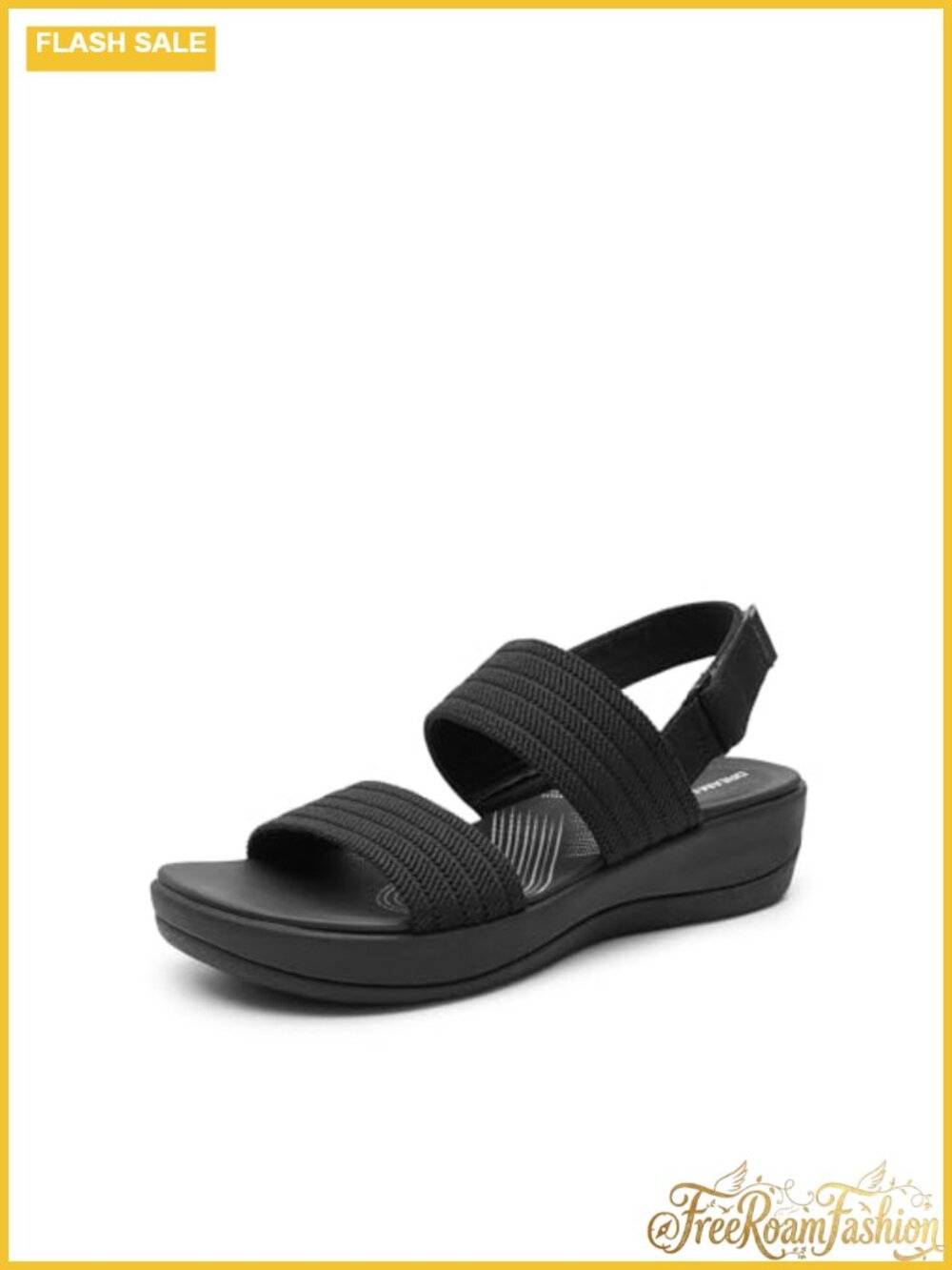 Women's Casual Flat Low Wedge Sandals Stretch Slip On Open Toe Comfort